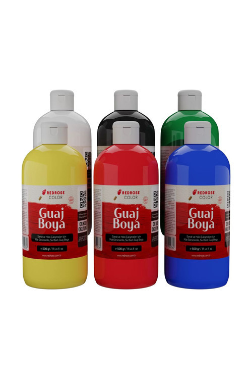 Ana Renkler Guaj Boya 6'Lı Set 6X500Gr Sanatçılar, Öğrenciler, Yeni Başlayanlar İçin
