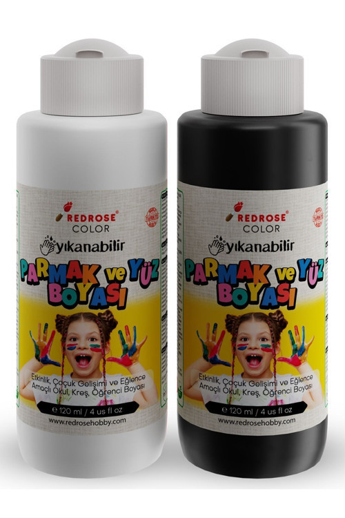 Beyaz-Siyah Fanatik Taraftar Yüz Boyası 2'Li Set 2X120Ml Yıkanabilir, Toksik Içermez