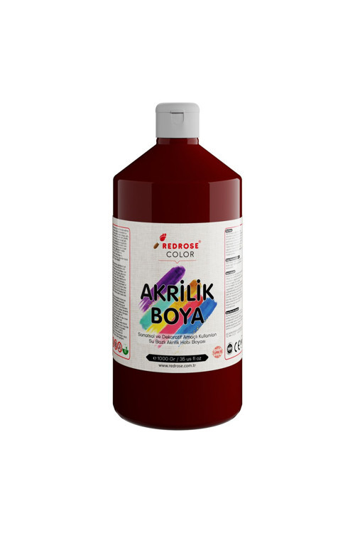 Bordo Akrilik Boya 1000Gr, Dekoratif Hobi Amaçlı Sanatsal Canlı Renkler