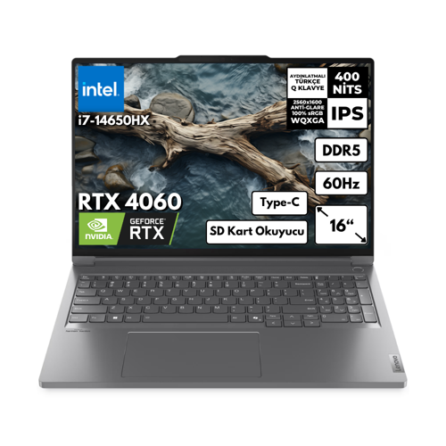ThinkBook 16P G5 i7-14650HX 32-GBDDR5 2 TBSSD RTX4060 (8GB) 16" WQXGA Freedos Notebook 21N50018TRHMF8