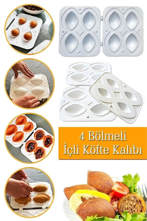 Pratik 4’Lü Içli Köfte Kalıbı Içli Köfte Aparatı - Içli Köfte Kalıbı 4 Bölmeli