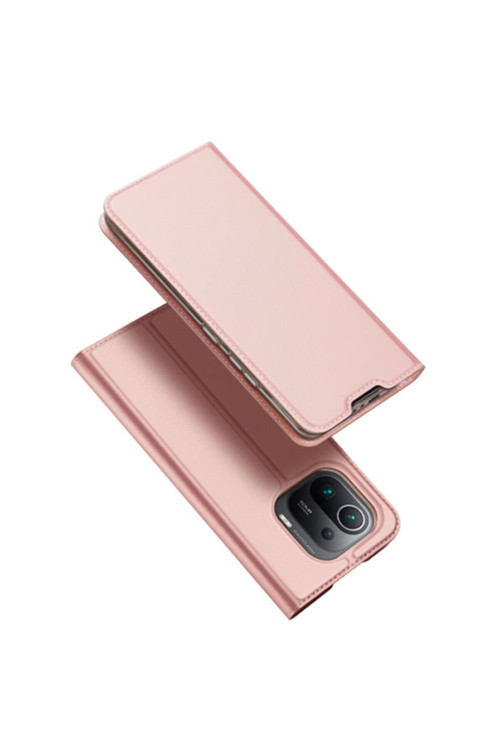 Dux Ducis Xiaomi Mi 11 Pro Uyumlu Kılıf Kapaklı Flip Cover Kılıf Skinpro Series Rose Gold