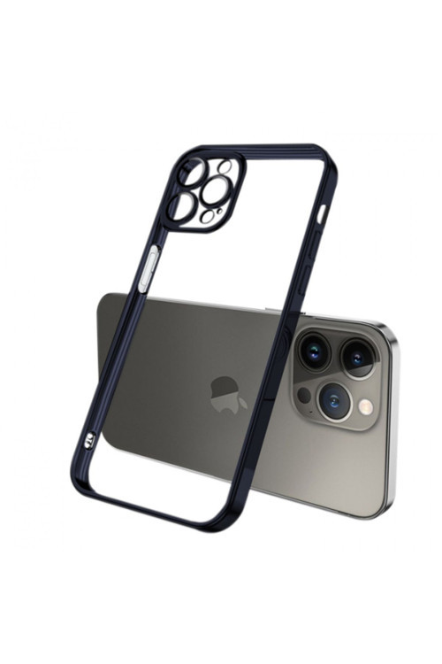 Fashion Series Iphone 13 Pro 6.1İnç Kılıf Renkli Kenar Lazer Çerçeveli Silikon Kılıf Füme