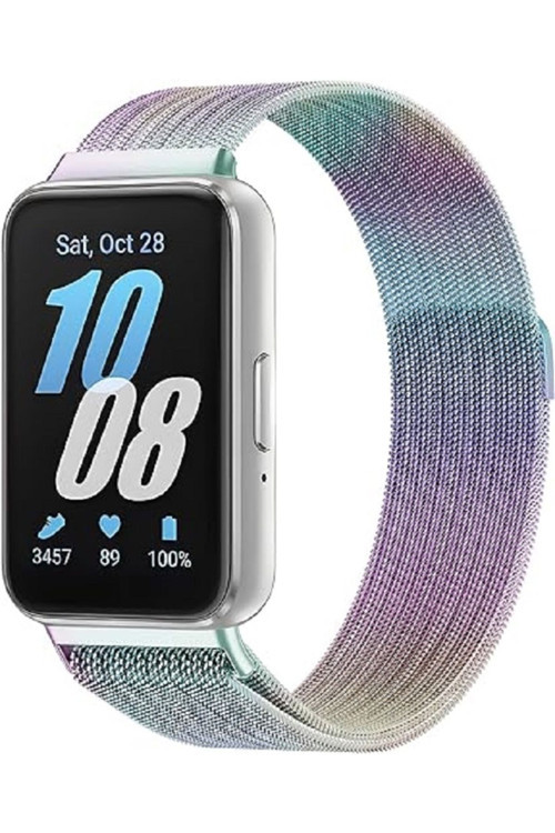 Huawei Watch Fit 3 Uyumlu Milanes Tasarım Hasır Örgü Mantetik Mıknatıslı Metal Kordon