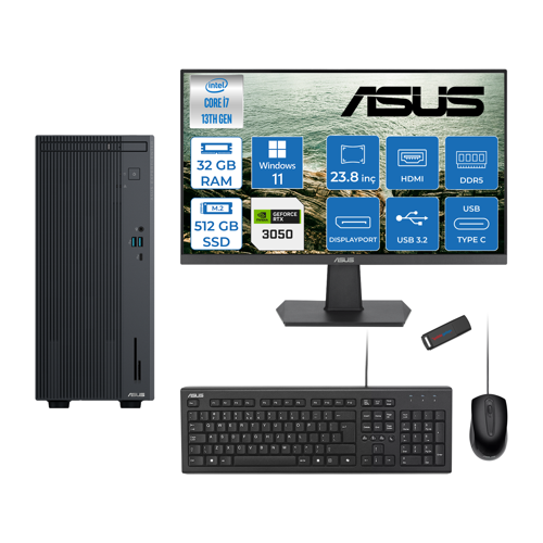 Expertcenter P500MV Intel Core I7-13620H 32GB Ddr5 512GB SSD WIN11HOME 6GB/RTX3050 100HZ IPS 23.8" Mon Minitower Masaüstübilgisayar WL7136216512B0DH12+ZETTAUSBBELLEK