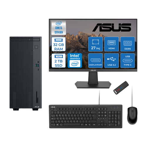 Expertcenter P500MV Intel Core I5-13420H 32GB Ddr5 2tb SSD Freedos 100Hz 27" IPS Mon. Minitower Masaüstübilgisayar WC5136216512B0DF14+ZETTAUSBBELLEK