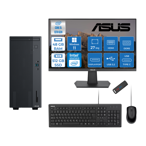 Expertcenter P500MV Intel Core I5-13420H 48GB Ddr5 512GB SSD WIN11PRO 100Hz 27" IPS Mon. Minitower Masaüstübilgisayar WC5136216512B0DW17+ZETTAUSBBELLEK