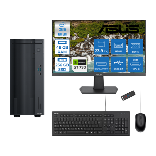 Expertcenter P500MV Intel Core I5-13420H 48GB Ddr5 256GB SSD Freedos 4GB/GT730 100HZ IPS 23.8" Mon Minitower Masaüstübilgisayar WE5136216512B0DF16+ZETTAUSBBELLEK