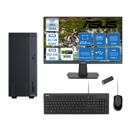 Expertcenter P500MV Intel Core I5-13420H 24GB Ddr5 512GB SSD Freedos 6GB/RTX3050 100HZ IPS 23.8" Mon Minitower Masaüstübilgisayar WL5136216512B0DF07+ZETTAUSBBELLEK
