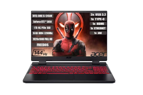 Nitro5 AN515-58 I5-12450H 16GB 1 TB SSD RTX3050-4GB 15.6" IPS Fhd 144Hz Freedos NH.QFJEY.007+161