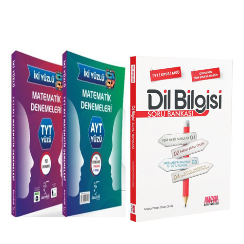 Karekök Yayınları TYT AYT Matematik İki Yüzlü Deneme ve AKM Dil Bilgisi Soru Bankası Seti 2 Kitap