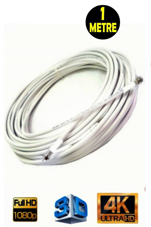 1 Metre 64 Tel Rg6/U4 Full Hd 3D 4K Anten Tv Çanak Uydu Lnb Kablosu ( F Konnektör Takılı Hazır )