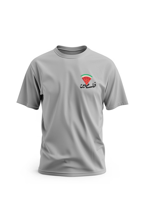 Kısa Kollu Yanlı Küçük Filistin Arapça Yazısı Ve Üçgenlı Karpuz Dijital Baskılı Unisex S - 2xl T3000