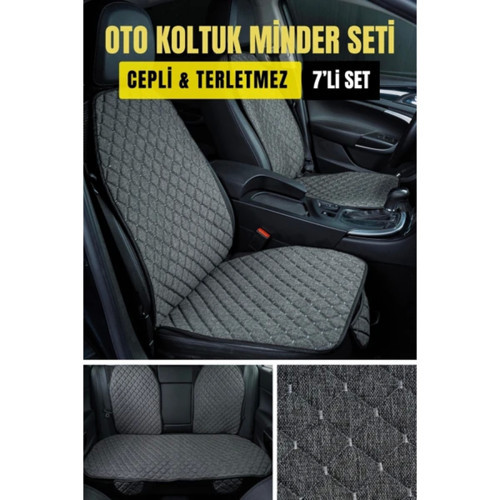 HONDA CR-V 2007-2012Terletmez Kaymaz Keten Oto Minder Kılıf Komple Set ( 7 Parça ) Gri