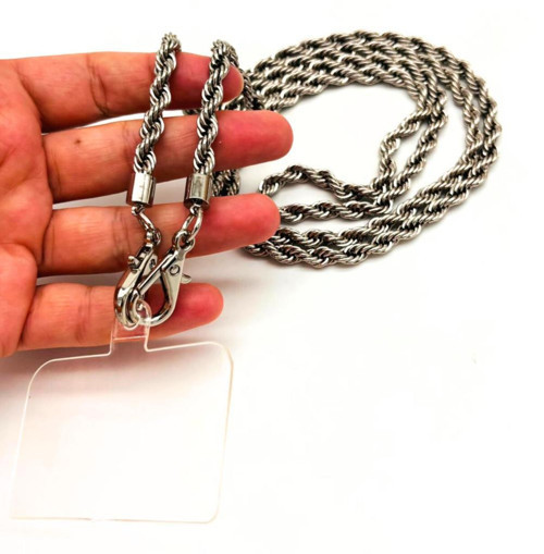 120 cm Gümüş Renk Burgulu Zincir Telefon Aksesuarı, Telefon Zinciri, Telefon Askısı, Telefon Boyun