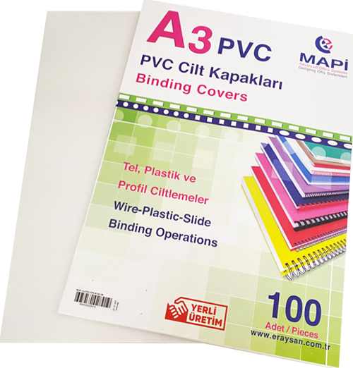A3 PVC OPAK CİLT KAPAK 160 MİC. BEYAZ 100 LÜ