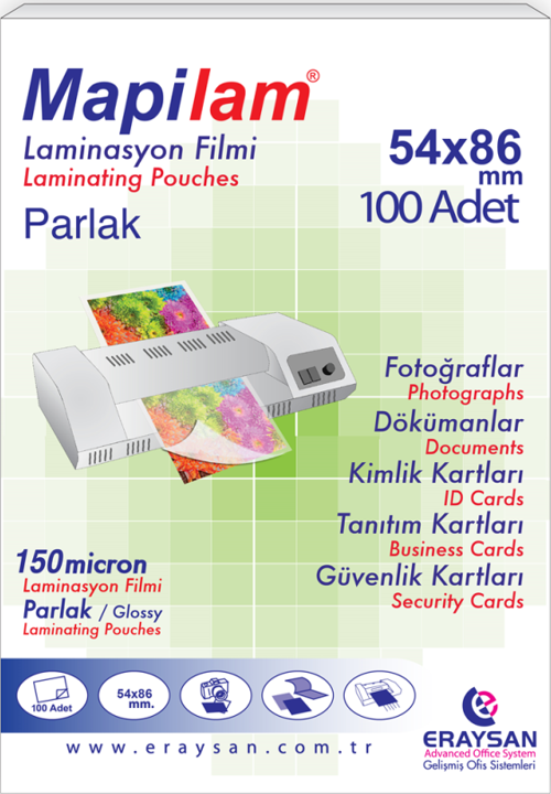 LAM 150 MİC. PARLAK LAM. FİLMİ (KREDİ KARTI) 54X86100 LÜ