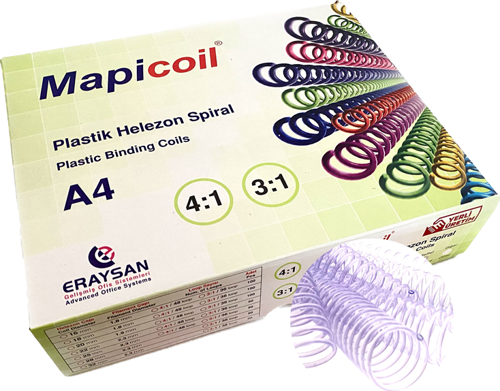 COİL 3:1 PLASTİK HELEZON SPİRAL 18MM ŞEFFAF 100 AD 36 LOP