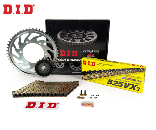 ZİNCİR DİŞLİ SETİ KTM ADVENTURE (990 cc) (2005-2009) / KTM / ADVENTURE / 990cc / ZİNCİR: DID-525VX3 (Gold)-118 / ÖN DİŞ
