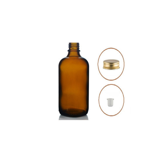 50ml kahverengi cam şişe, sarı metal düz kapaklı, 24 adet, cam şişe, esans şişesi, yağ şişesi, kozmetik şişesi