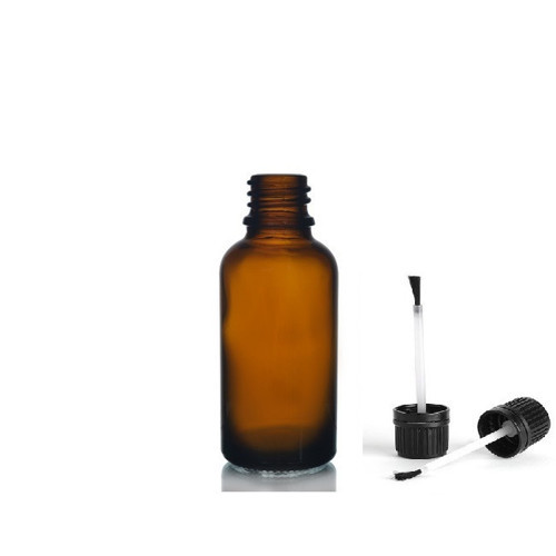 30ml kahverengi cam şişe fırça kapaklı, 24 adet, ecza şişesi, kozmetik şişe, yapıştırıcı şişesi, yağ şişesi