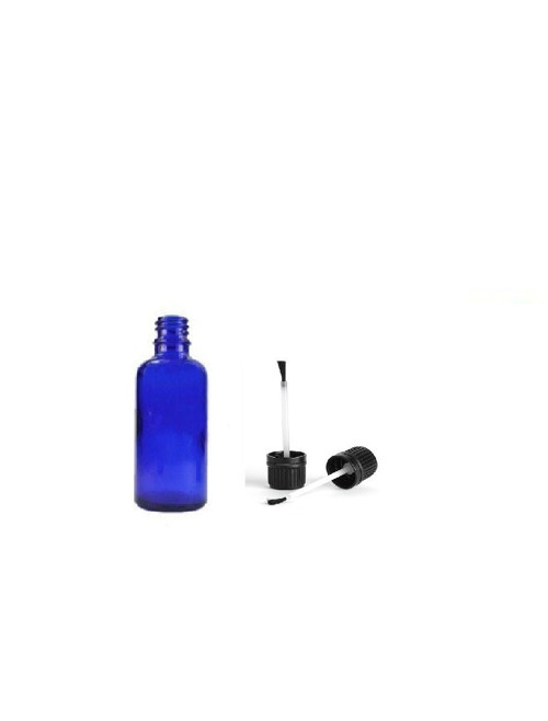 10ml mavi cam şişe fırça kapaklı, 12 adet, ecza şişesi, kozmetik şişe, yapıştırıcı şişesi, yağ şişesi