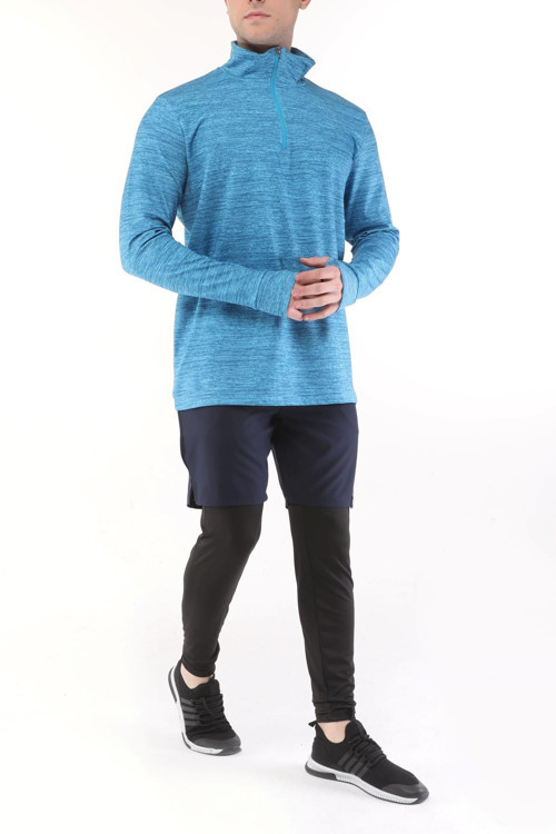 Erkek Running Nem Emici UV Güneşten Koruma Parmaklık Detaylı Uzun Kollu Outdoor Tshirt