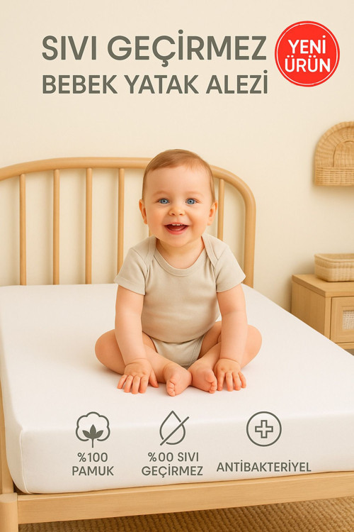 %100 Pamuk Sıvı Geçirmez Bebek Alezi - Yatak Koruyucu Çocuk Alez - Park Yatak Ve Beşik Uyumlu