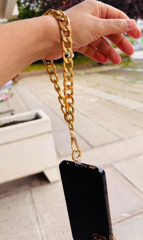 Light Gold Renk Telefon Bilek Askısı, Telefon Zinciri, Telefon Askısı, Tüm Telefon Kılıfları İçin U