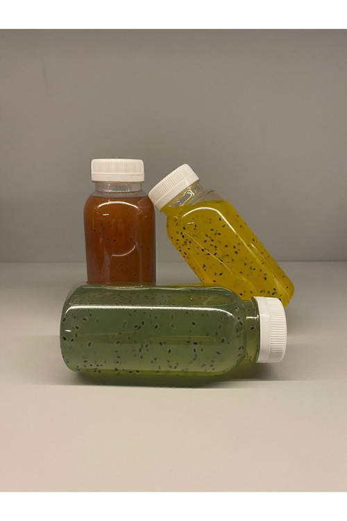 23 Adet 250 ml Yuvarlak Detox, Meyve Suyu, Sporcu, Diyet Içecek-boş Pet Şişe(BEYAZ KİLİTLİ KAPAKLI)