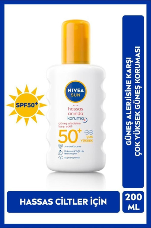 Sun Anında Koruma Güneş Spreyi 200ml, Spf50, Güneş Alerjisine Karşı Etkili, Hassas Ciltler