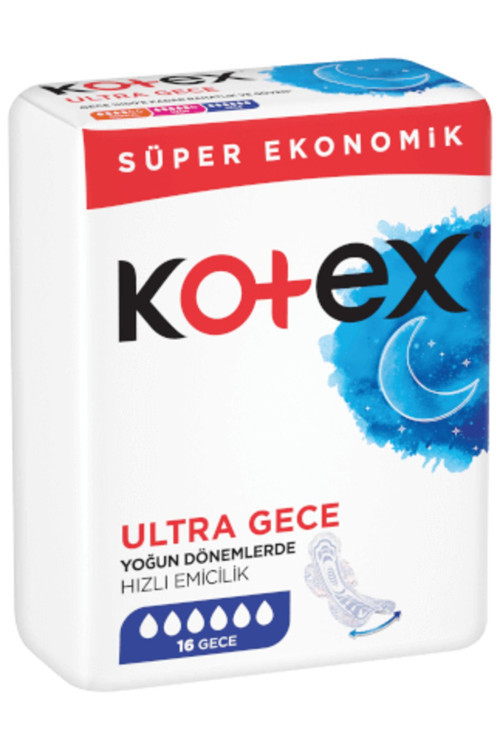 ( 2 ADET ) Kotex Ultra Süper Ekonomik Paket Hijyenik Ped Gece 16'lı
