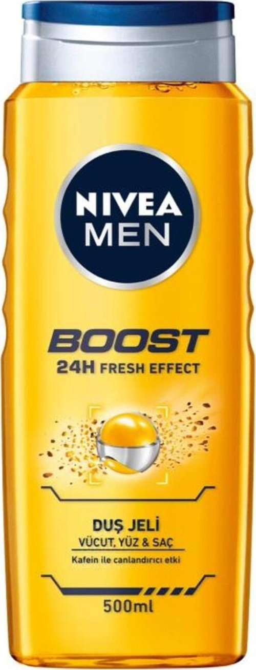 MEN Erkek Duş Jeli Boost 500ml, Vücut Yüz Saç, Nane Özleri, Kafein ile Canlandırıcı, Erkeksi Koku