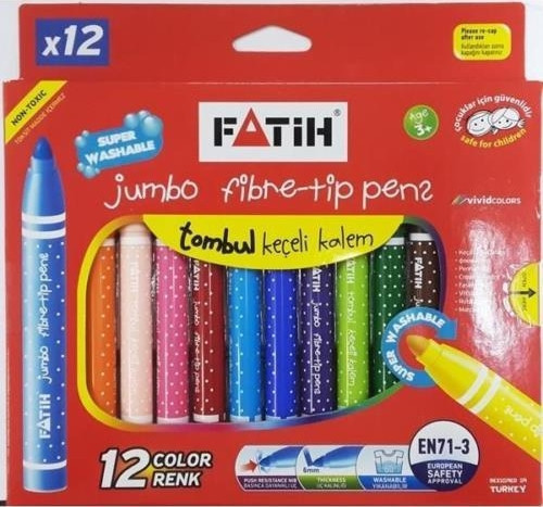 Jumbo Yıkanabilir Keçeli Kalemi 12 Renk FA34260JKC12