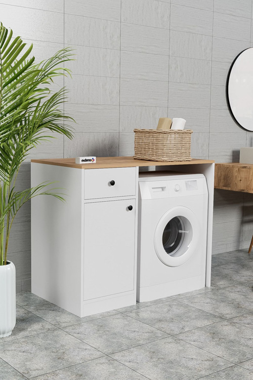 Sena Çamaşır Makinesi Dolabı Atlantik Çam Beyaz 106x60x88 cm