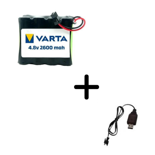 Cheetah Uzaktan Kumandalı 4.8V 2600MAH Varta Oyuncak Araba Bataryası Siyah Soket+Usb Şarj Cihazı