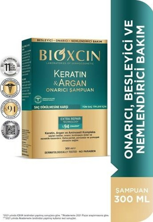 Keratin & Argan Onarıcı Şampuan 300 Ml