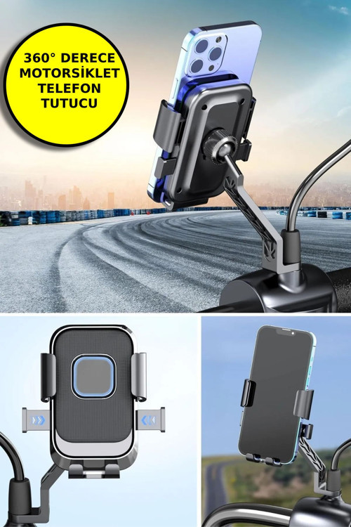 360 Derece Dikiz Aynası Versiyonu Telefon Tutucu Motor,Motosiklet,Bisiklet ,Scooter Uyumlu