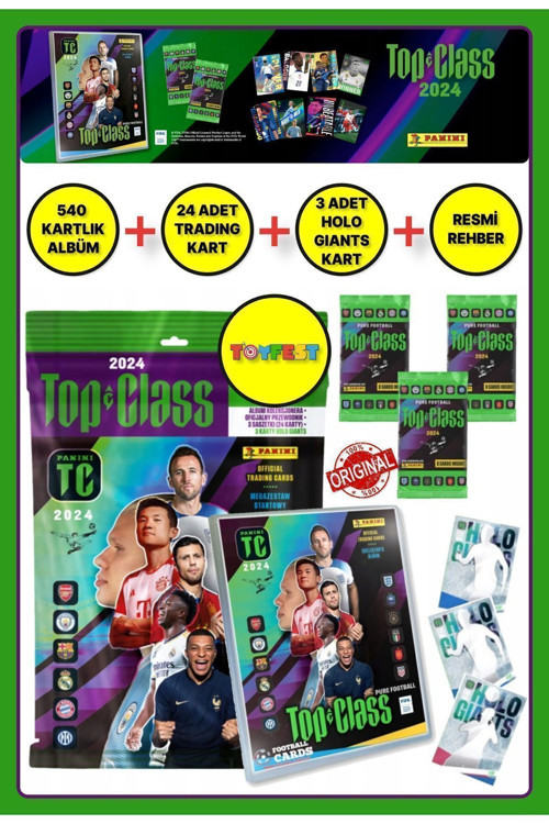 Panini Fifa Top Class 2024 Koleksiyon Futbolcu Kartı Albüm Dergisi (24 Adet Kart+3 Holo Giants Kart)