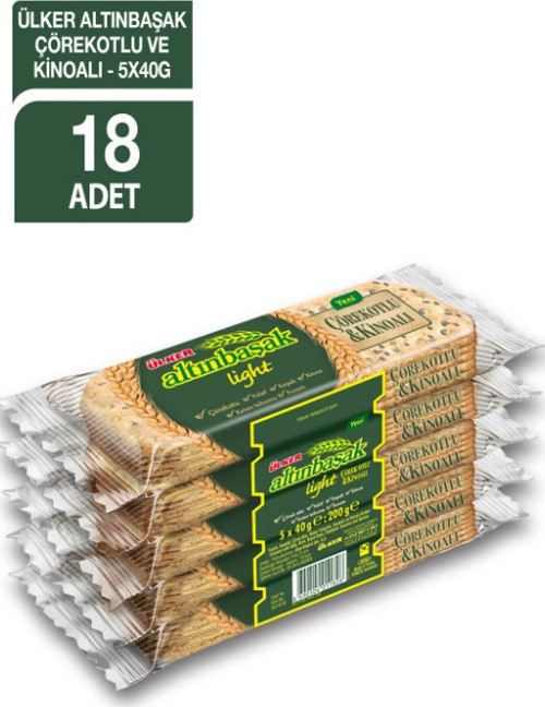 ALTINBAŞAK Light Çörekotlu & Kinoalı Kraker - 200 gram - 5'li Paket - 18 Adet