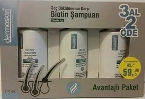 Biotin Şampuan Erkeklere Özel 200 ml x 3 Al 2 Öde Avantajlı Paket