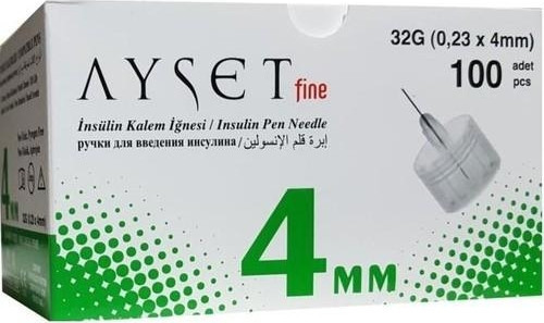Fine İnsulin Kalem İğnesi 32G 0.23 X 4Mm 100Lü Kutu