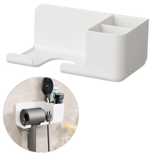 SN-27125 Banyo Rafı Sabunluk Diş Fırçası Saç Kurutma Makinesi 223x91x109mm Yapıştırma Ve Kancalı
