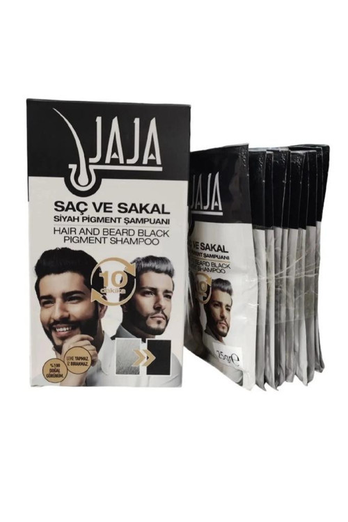 Saç ve Sakal Siyah Pigment Şampuanı Siyahlaştırıcı Şampuan 25gr x 10 Adet