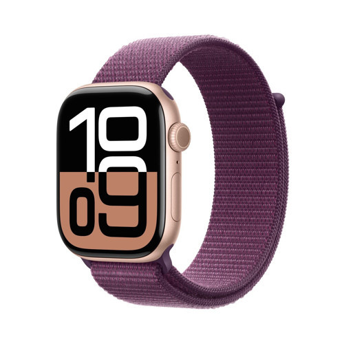 Watch Series 10 GPS 46mm Roze Altın Rengi Alüminyum Kasa Kırmızı Erik Spor Loop