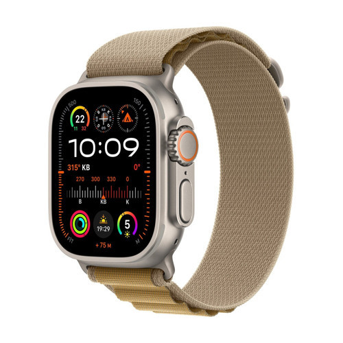 Watch Ultra 2 GPS + Cellular 49mm Natürel Titanyum Kasa Uçuk Kahve Alpine Loop - Büyük Boy