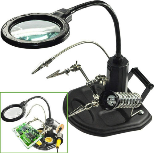 ACN-129 Masa Üstü Ledli Mini Büyüteç Havya Stand PCB Tutucu