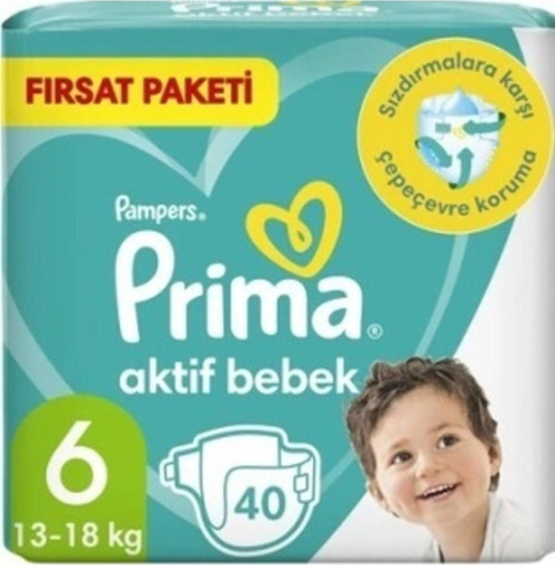 Bebek Bezi Aktif Bebek 6 Beden 40 Adet Ekstra Large Fırsat Paketi 13-18 kg