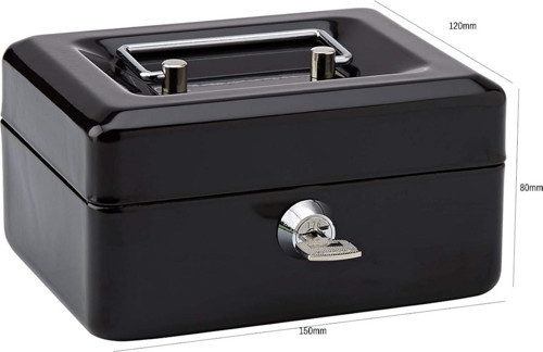 Cash Box CB150 Mini Boy Taşınabilir Para Kutusu Çıkartılabilir Para Rafları / Siyah Renk