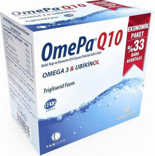 İlaç Omepa-Q10 Omega 3 Ubiquinol Balık Yağı 90 Kapsül